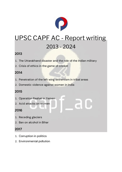 UPSC CAPF REPORT 2013-2024