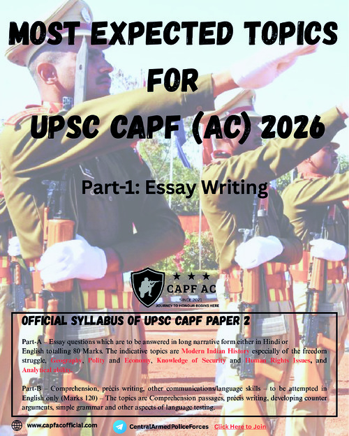 CAPF AC 2026 EXPECTED ESSAY TOPICS