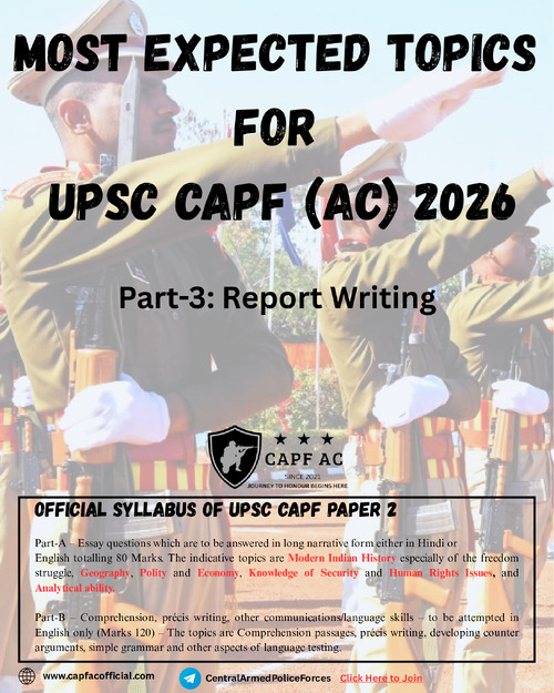 CAPF AC 2026 EXPECTED REPORT TOPICS